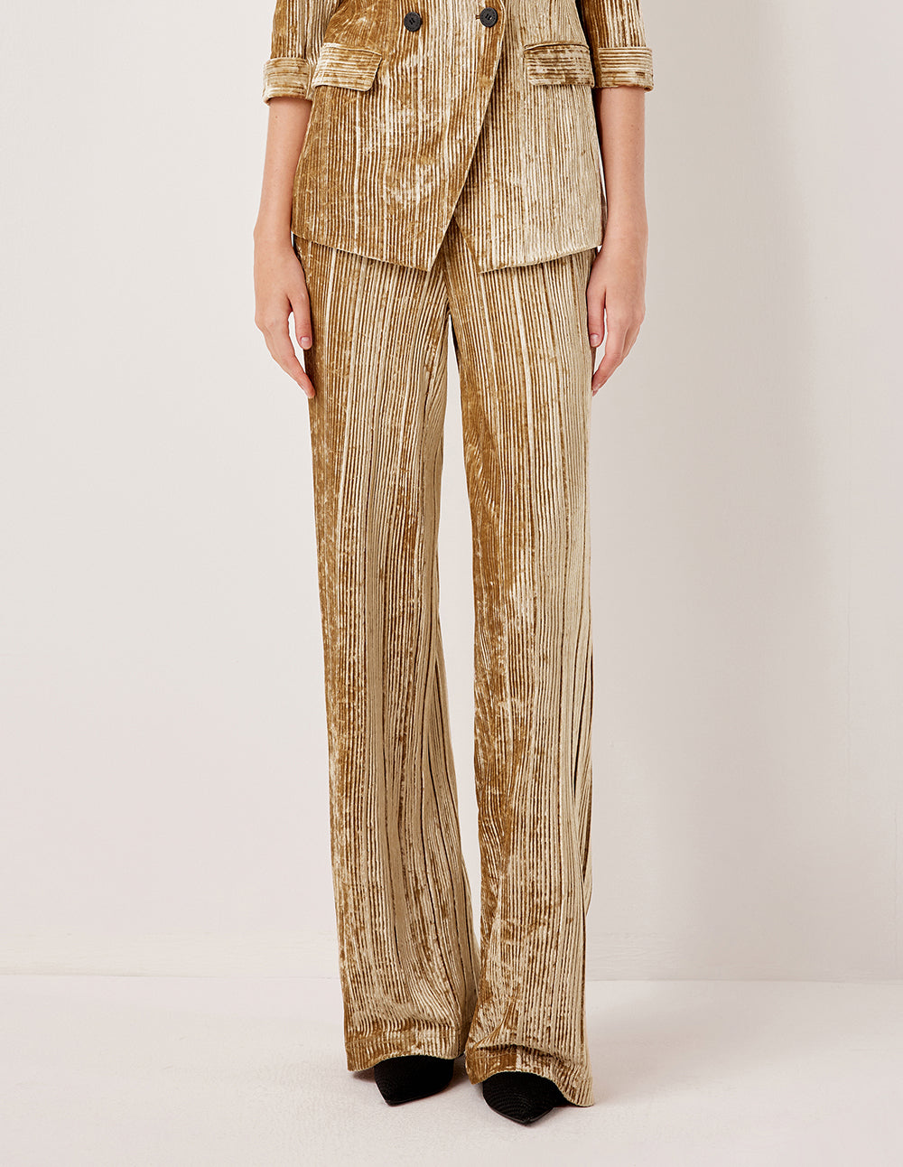 MARYLING Vintage Elastic Velvet Straight Leg Trousers