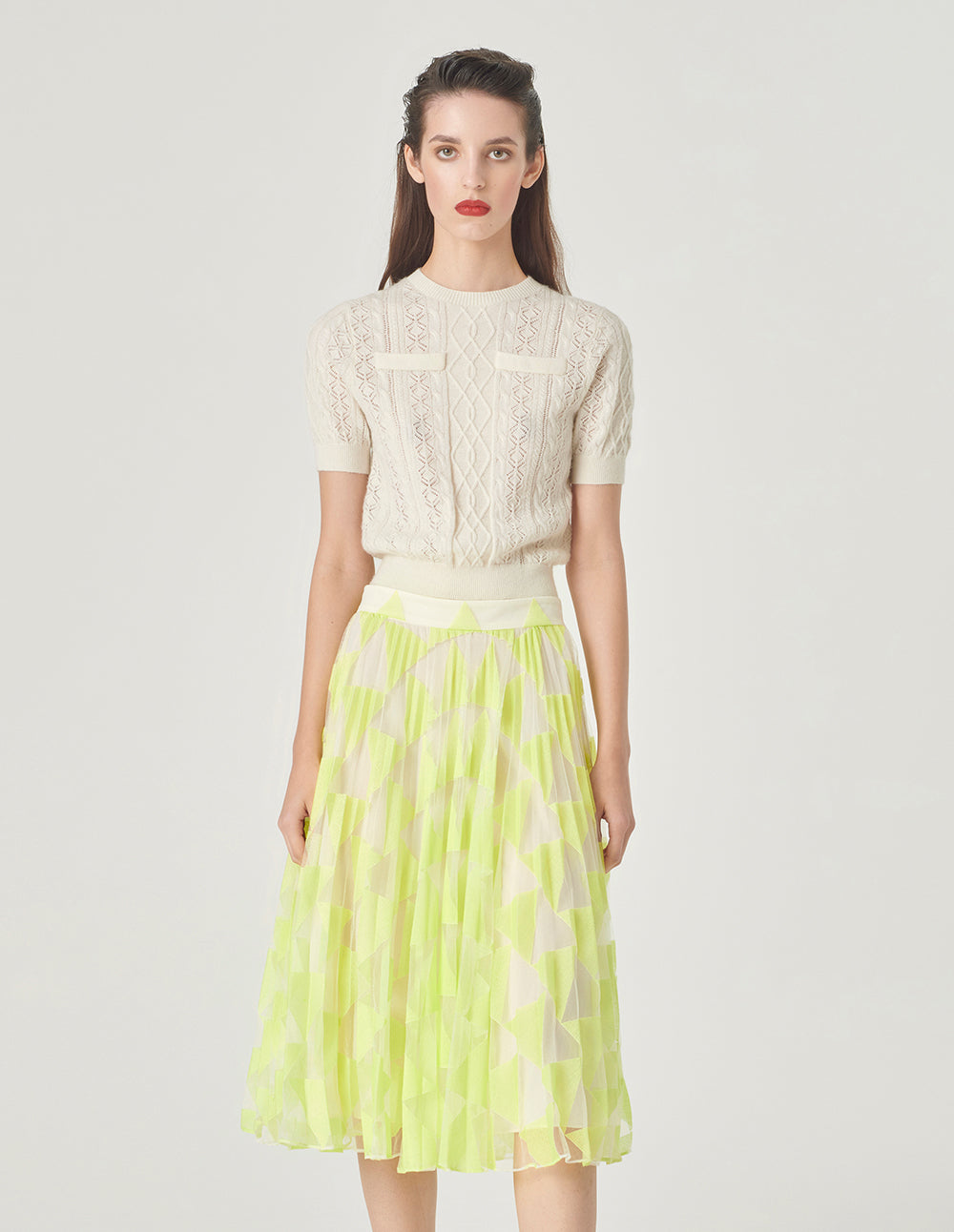 MARYLING Off-White Crew Neck Knitted Sweater