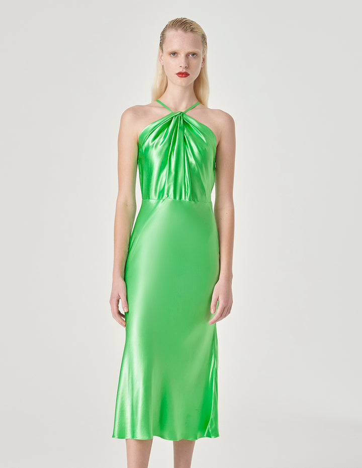 MARYLING Halterneck Lace-Up Sleeveless Fishtail Dress