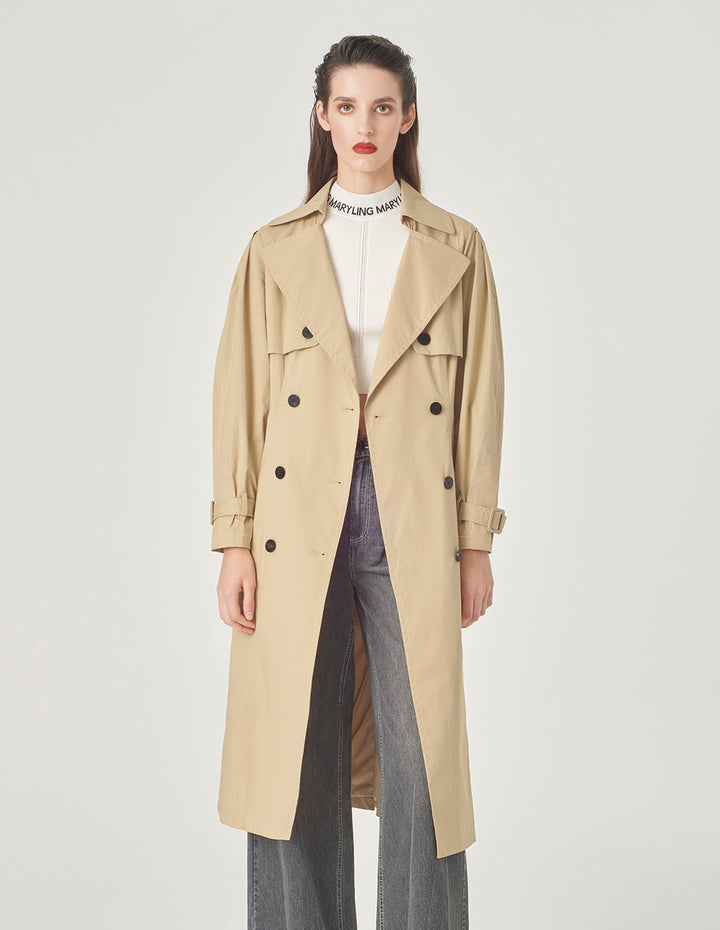 MARYLING Long Trench Windbreaker With Split Shoulders And Lapels