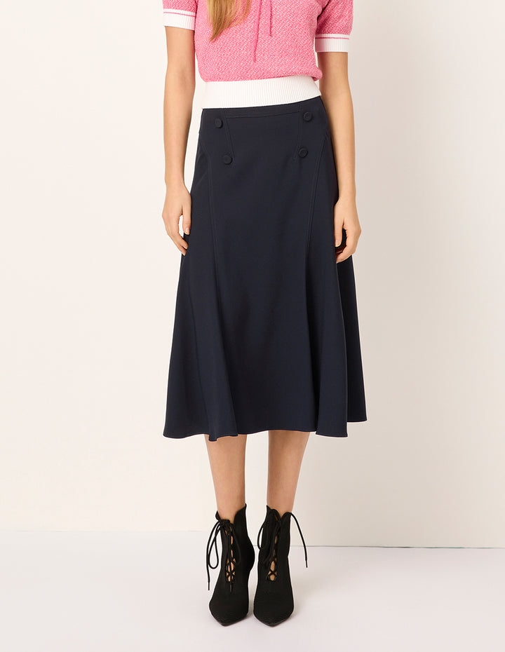 MARYLING Navy Blue Knee-Length Trumpet Skirt