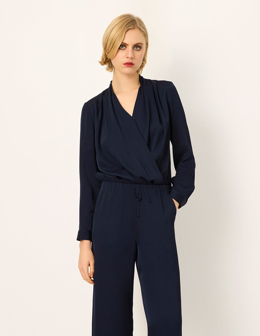 MARYLING V-Neck Long-Sleeve Cross-Front Wrap Top