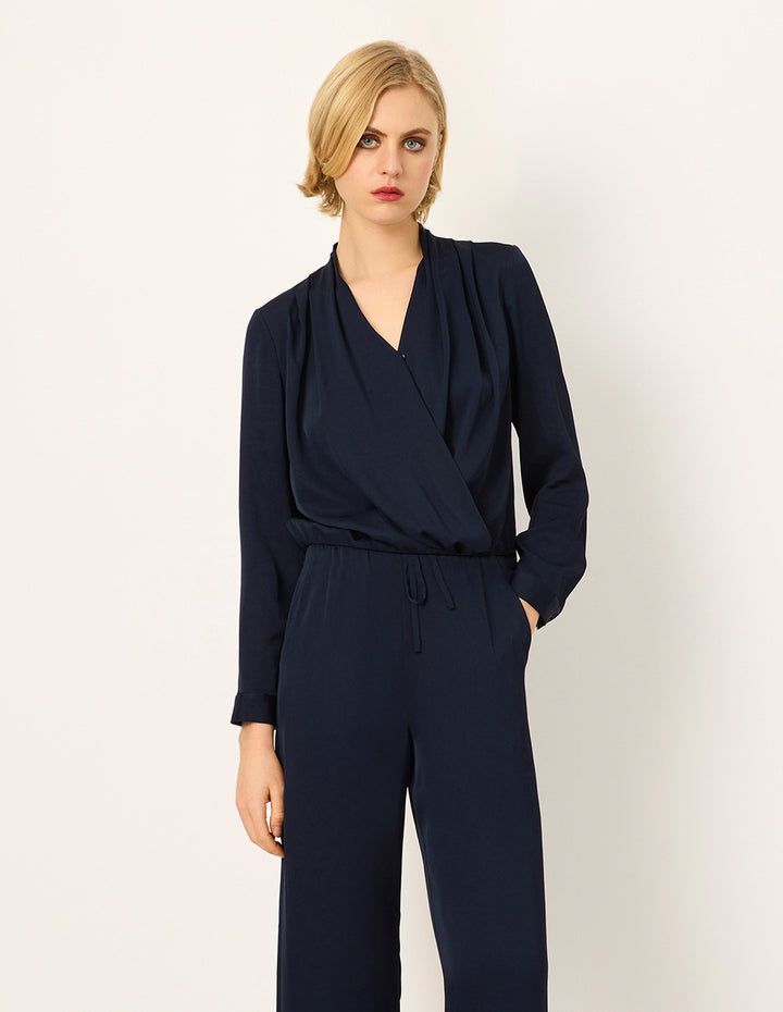 MARYLING V-Neck Long-Sleeve Cross-Front Wrap Top