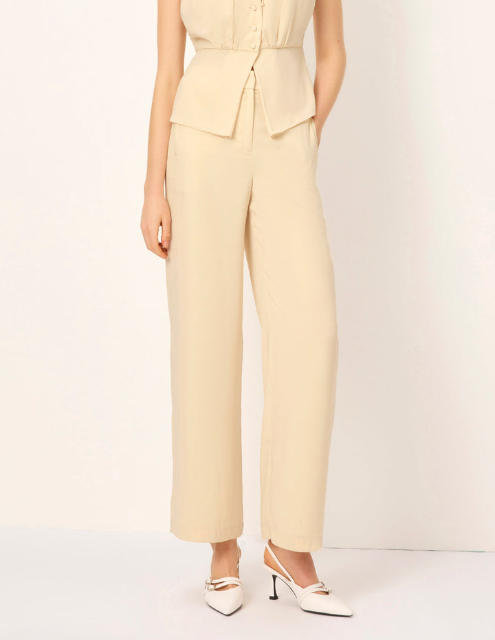 MARYLING Beige High-Waist Straight Trousers