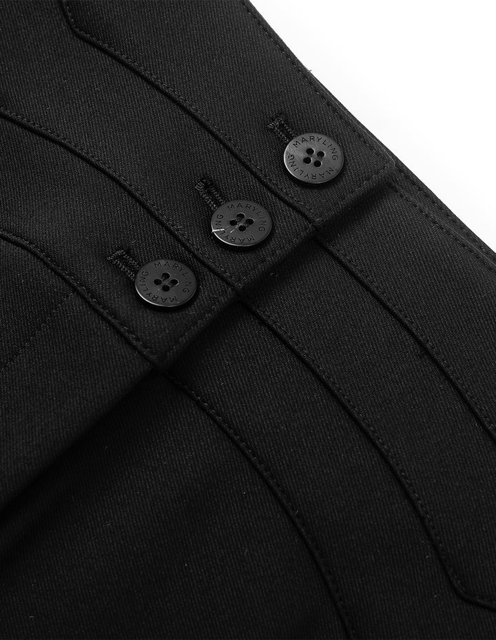 MARYLING High-Waisted Black Slim Fit Trousers