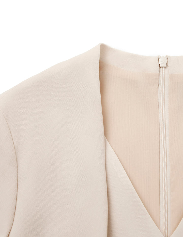 MARYLING V-Neck Short-Sleeve Front-Slit Midi Dress