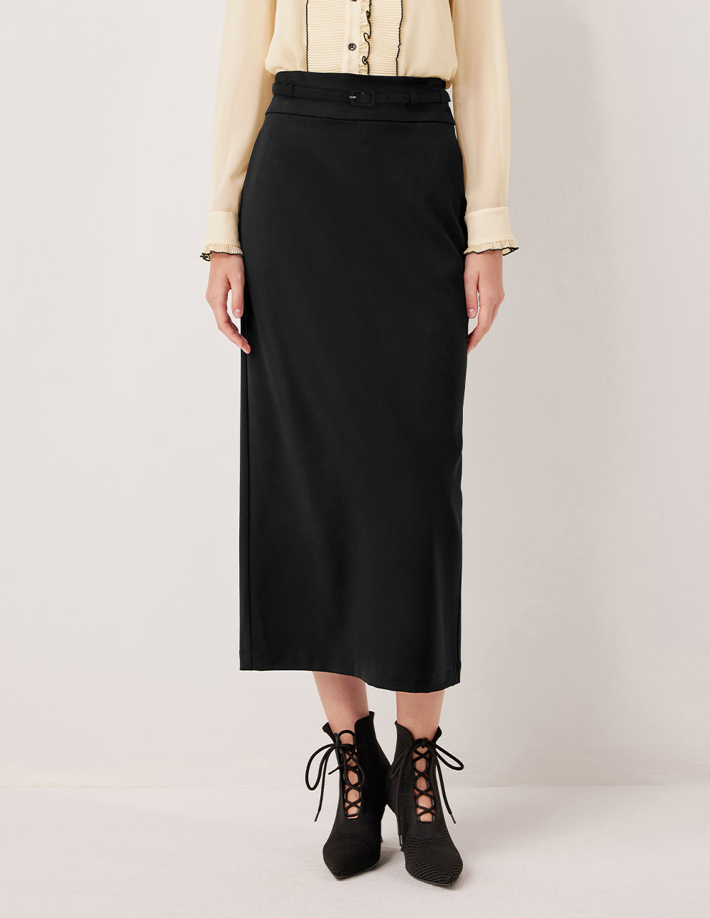 MARYLING Simple Straight Knee-Length Skirt