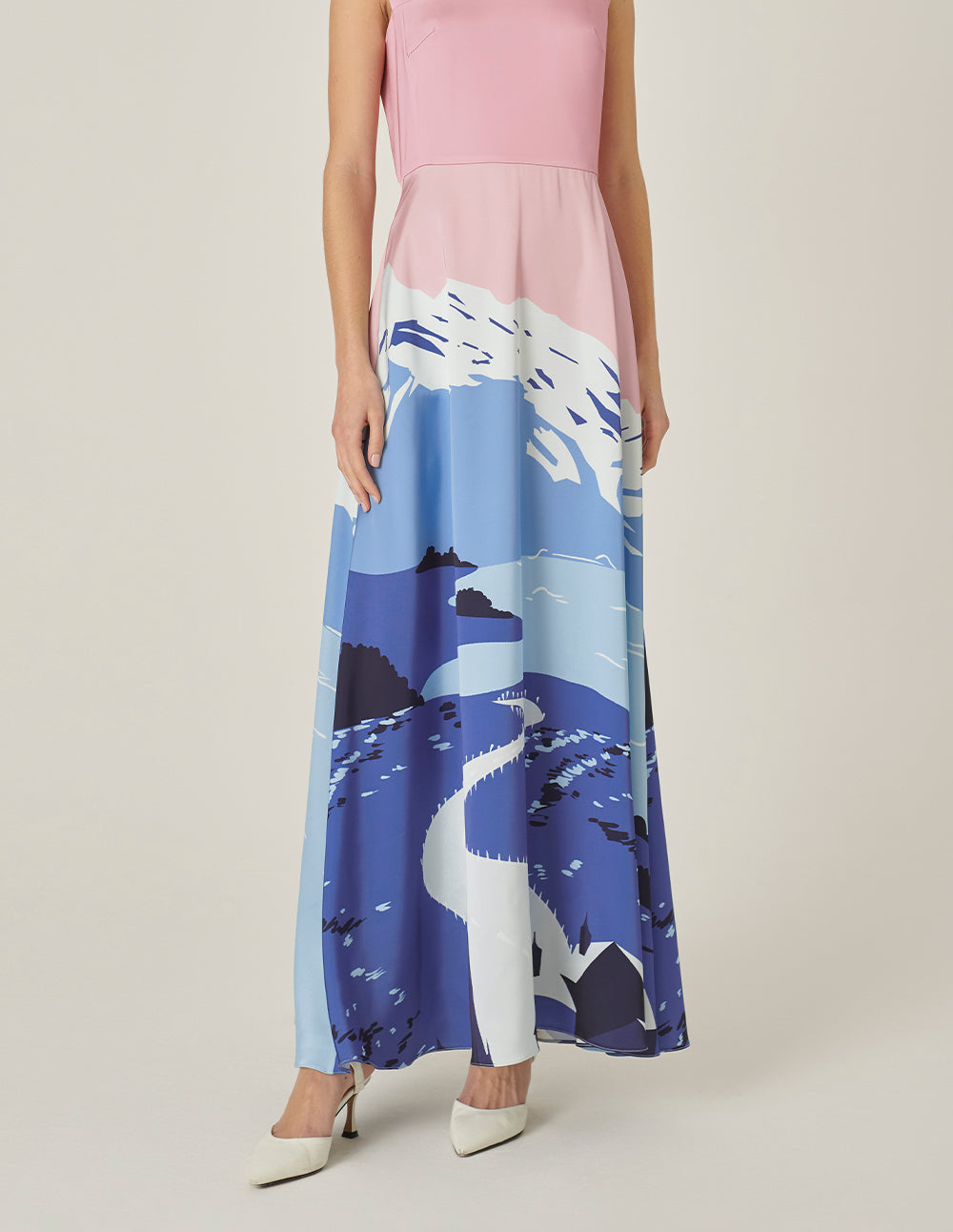 MARYLING V-Neck Waisted Sleeveless Printed Dress