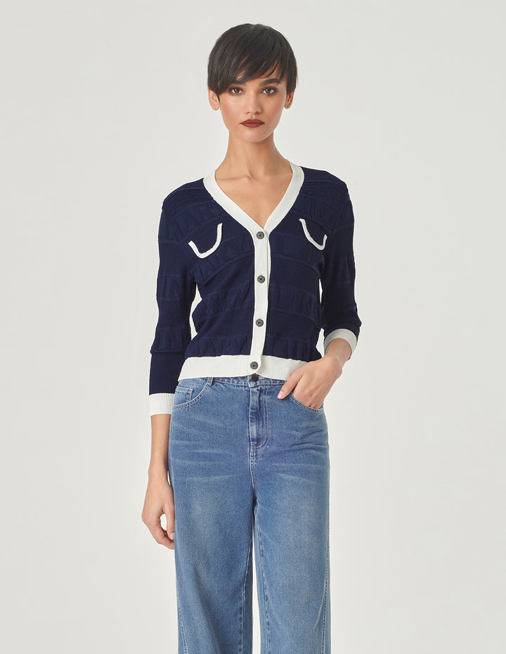 MARYLING Colour Block Knitted Cardigan