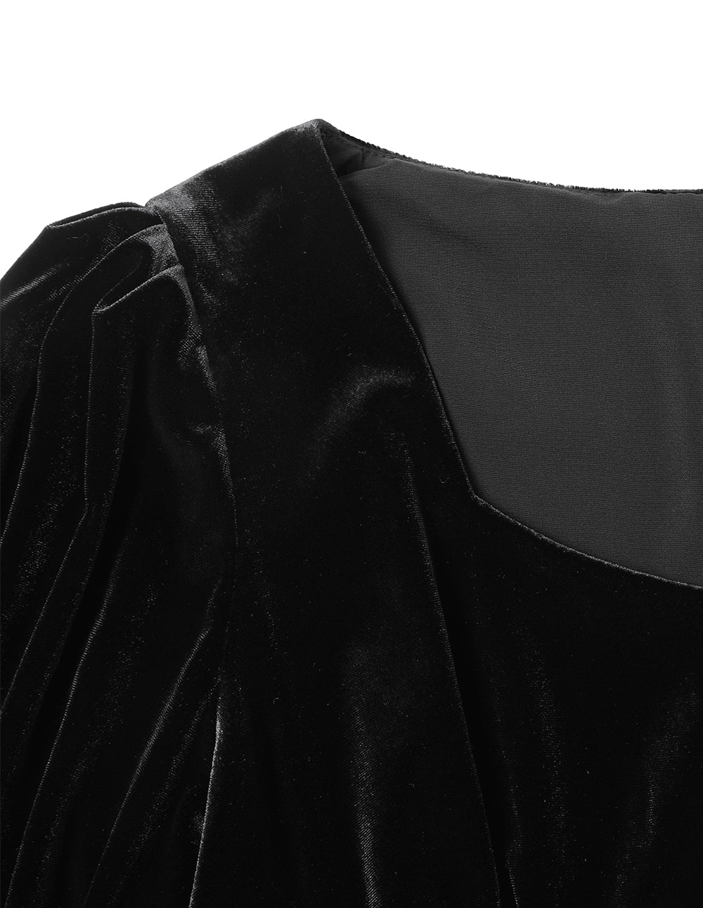 MARYLING V-Neck Black Velvet Dress