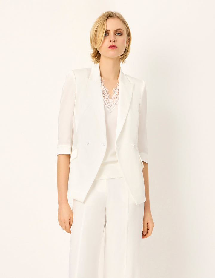 MARYLING Peaked-Collar 3/4 Sleeve Blazer