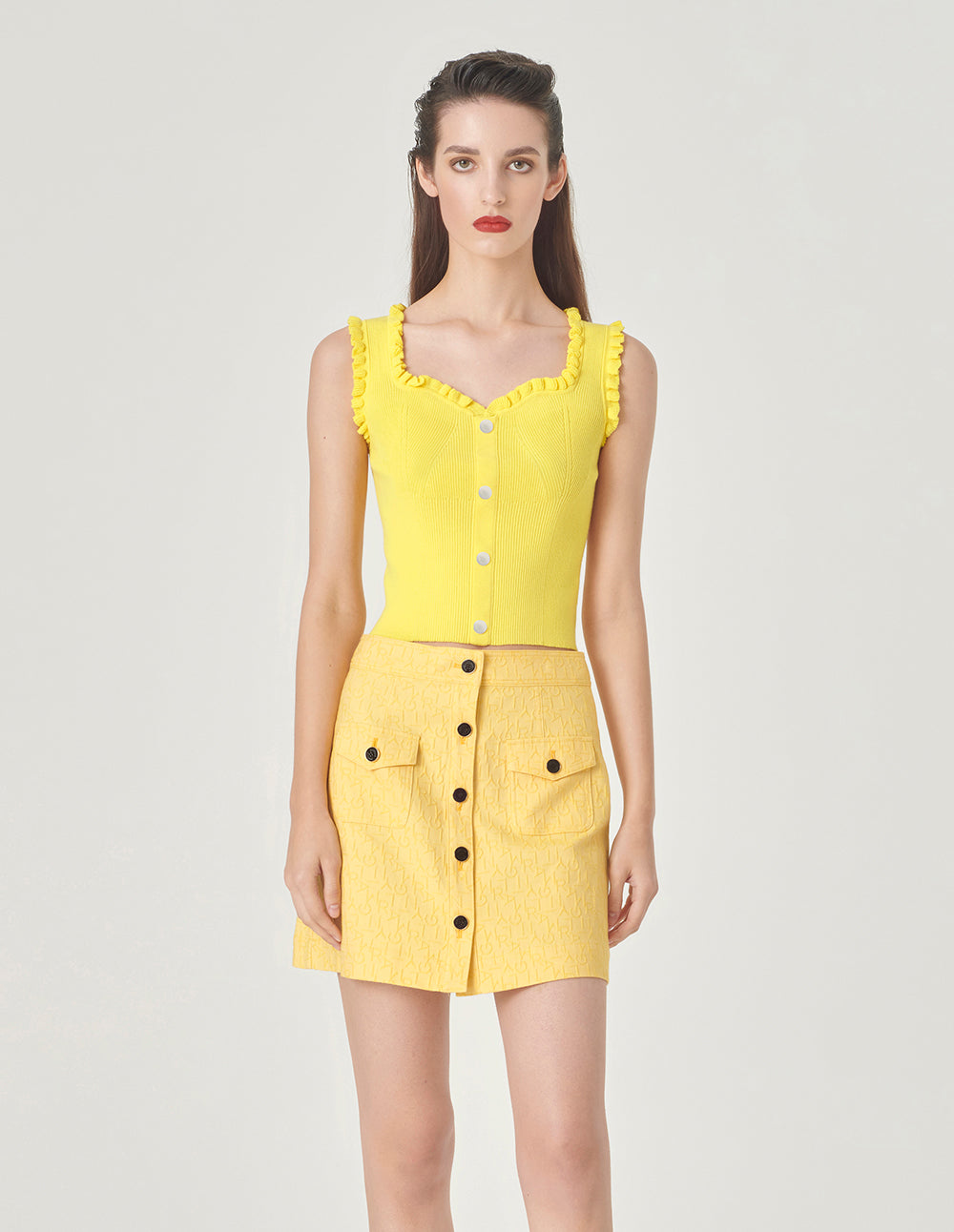 MARYLING Earring-Collar Geometric Stripe Knitted Vest