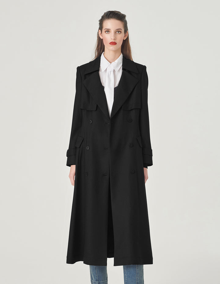 MARYLING Black A-Line Windbreaker Coat