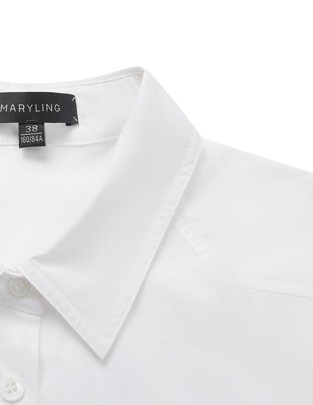 MARYLING Collar Long Sleeve 100% Cotton White Blouse