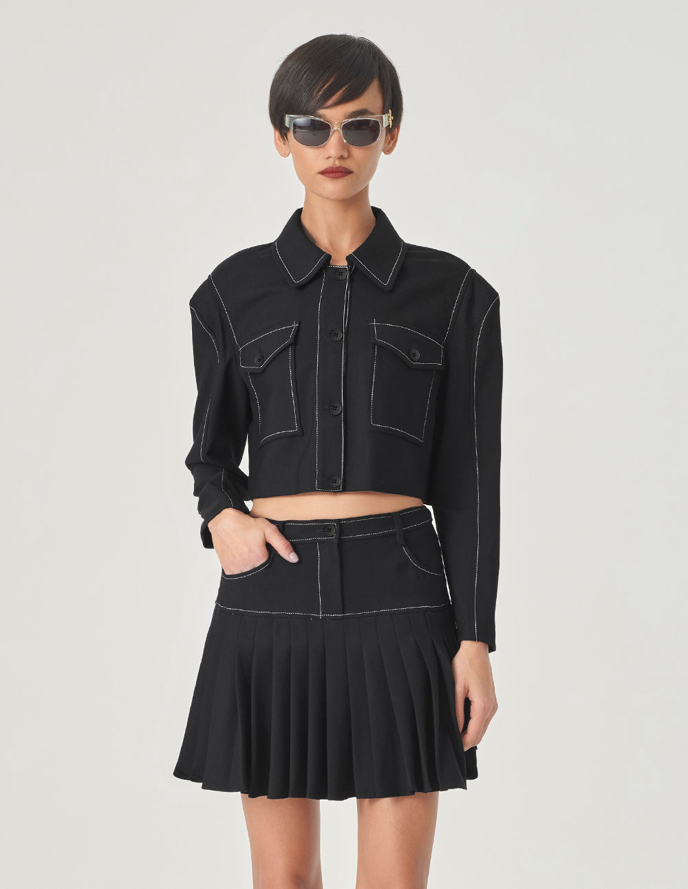 MARYLING Black Pleated Skirt