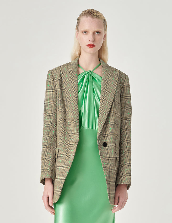 MARYLING Retro Plaid Loose Fit Blazer