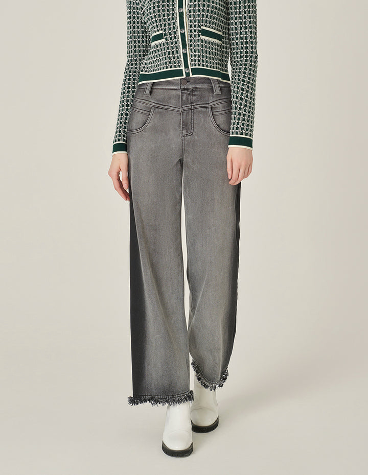 MARYLING Wide-Leg Ankle-Washed Straight Denim Pants