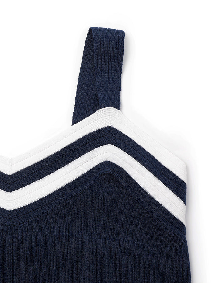 MARYLING Navy Blue Sling Knitted Dress