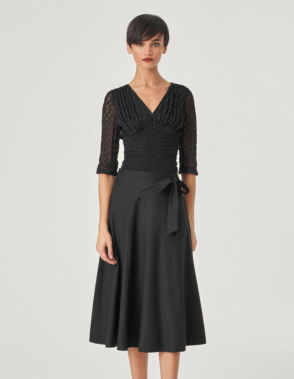 MARYLING Jacquard V-Neck Top