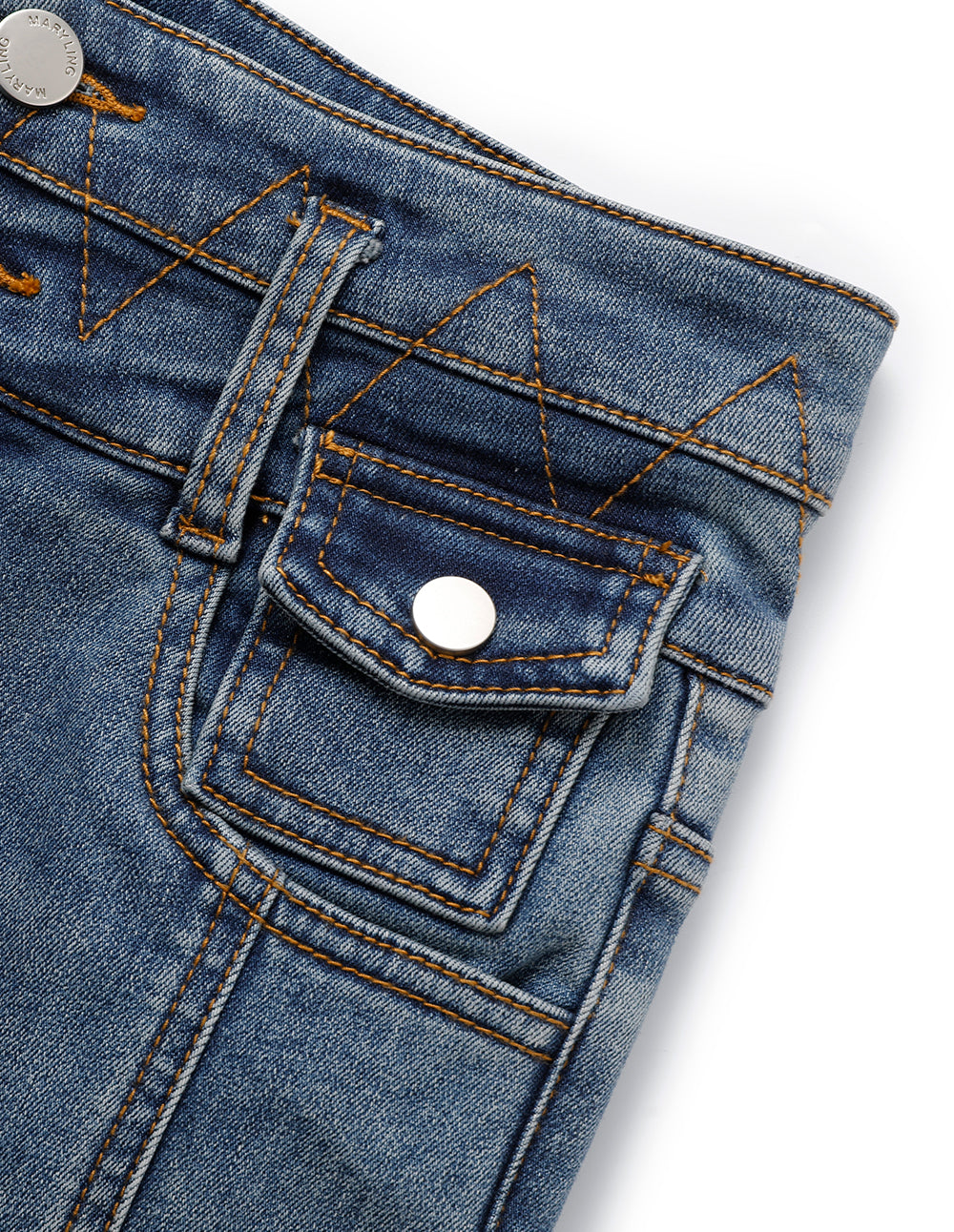 MARYLING High Waist Slit Straight Denim Blue Jeans