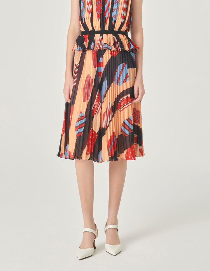 MARYLING Pleated Printed Skirt