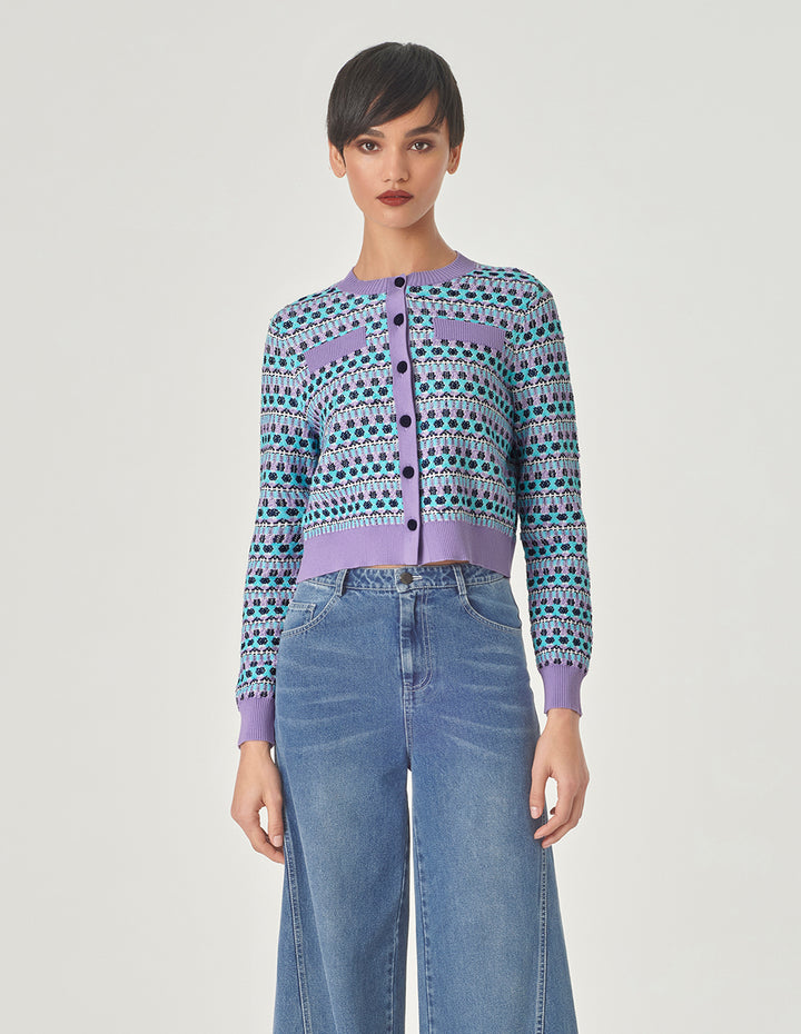 MARYLING Crew Neck Short Knitted Cardigan