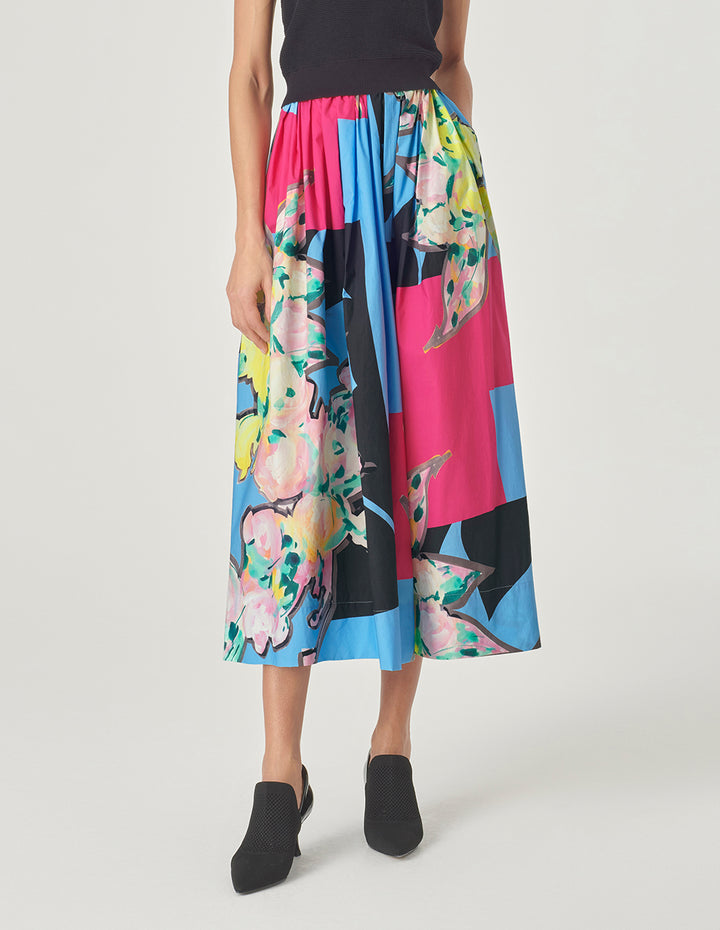 MARYLING Cotton Art Print Skirt