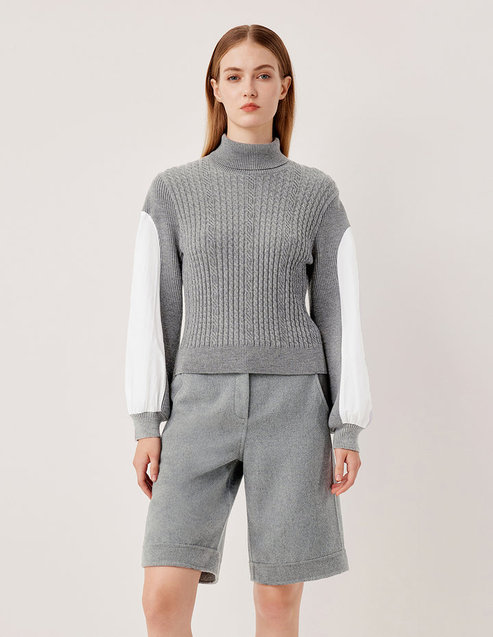 MARYLING Semi-High Neck Long Sleeve Knit Pullover Top