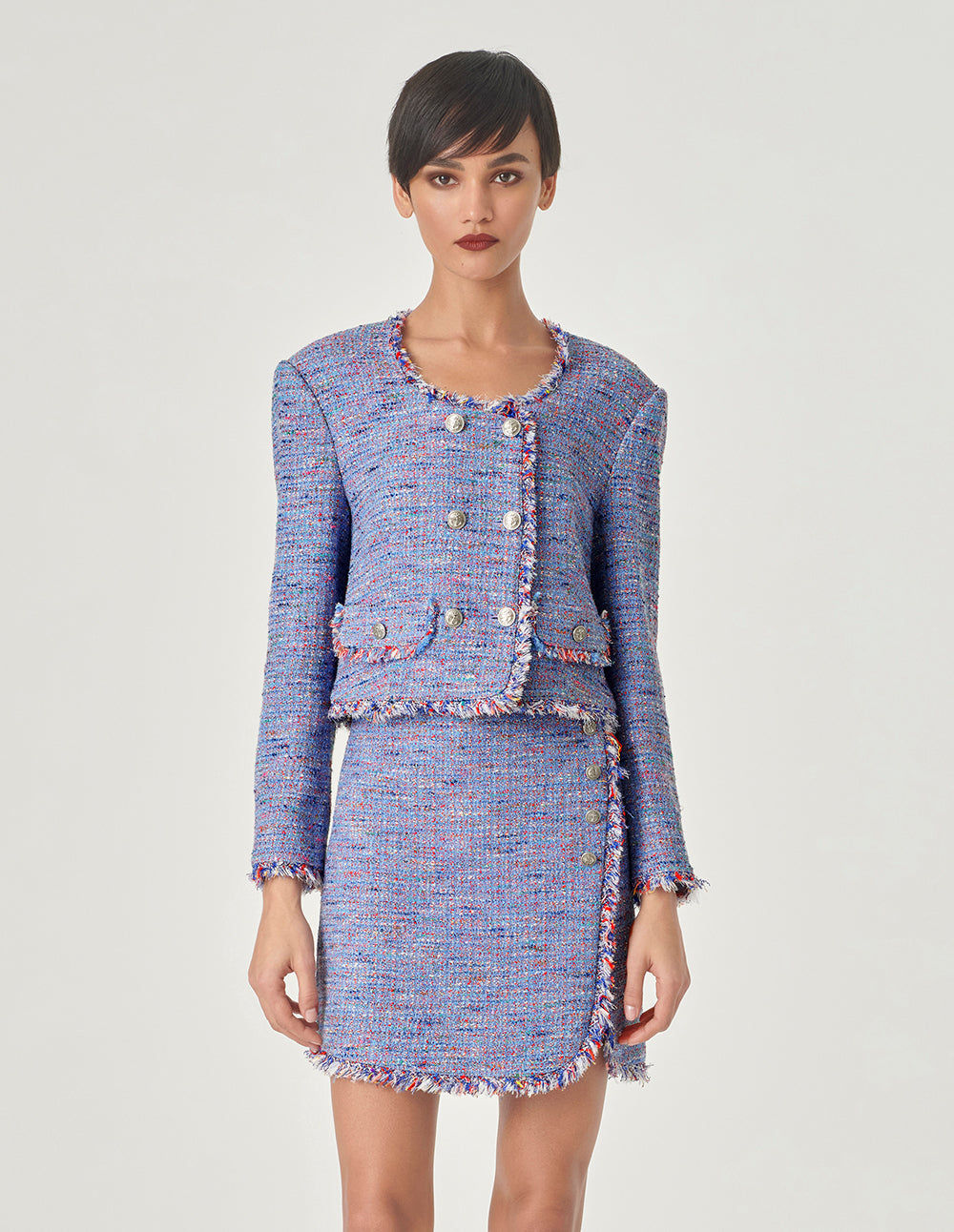 MARYLING Fringed Tweed Petite A Skirt