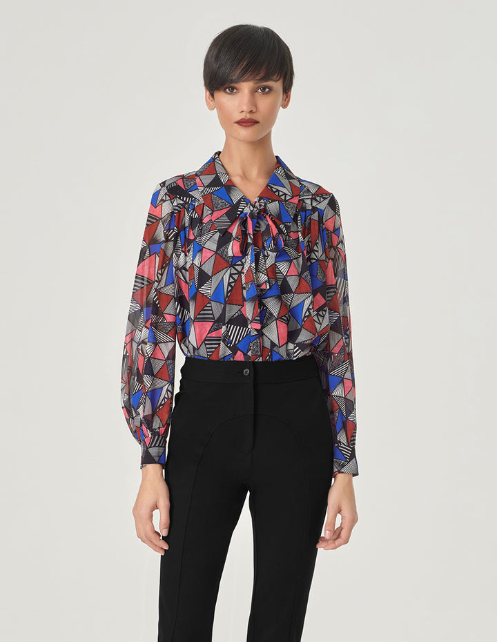 MARYLING Strappy Printed Blouse