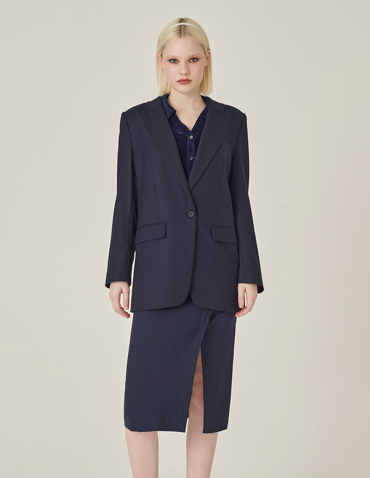 MARYLING Crew-Neck Long-Sleeve Cropped Multi-Pockets Wool Knitted Cardigan