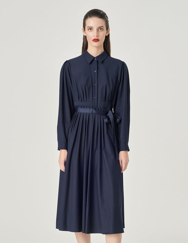 MARYLING Pleated Shirt Dress