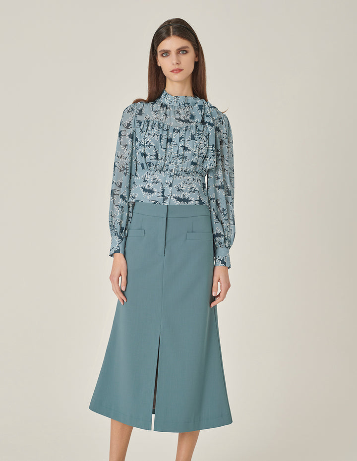 MARYLING Side-Tie Printed Fitted Top