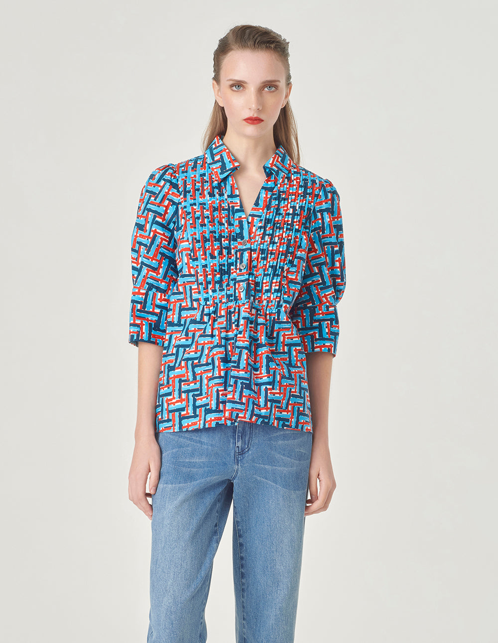 MARYLING Plaid A-Line Loose Top