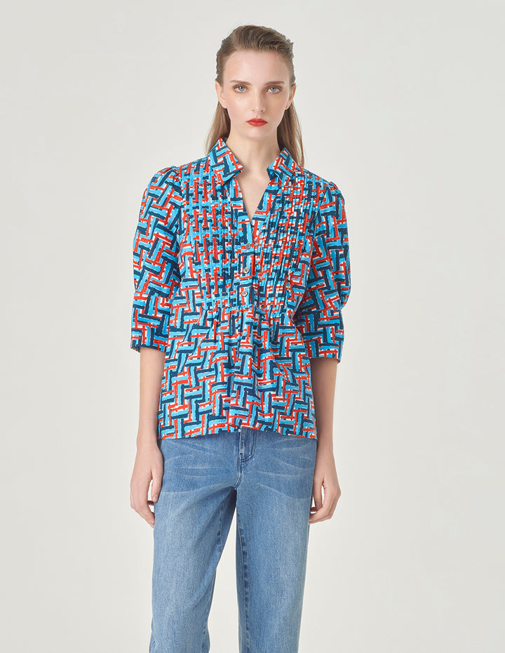 MARYLING Plaid A-Line Loose Top