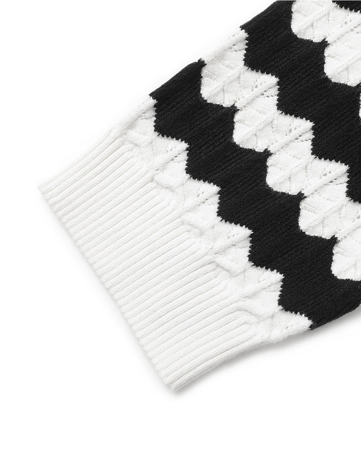 MARYLING V-Neck Contrast Knitted Sweater