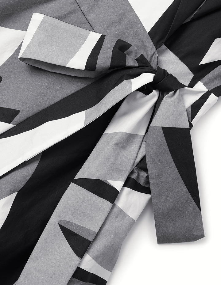 MARYLING Suit Collar Printed Dress