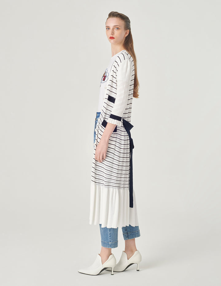 MARYLING Contrast Colour V-Neck Long Knitted Cardigan