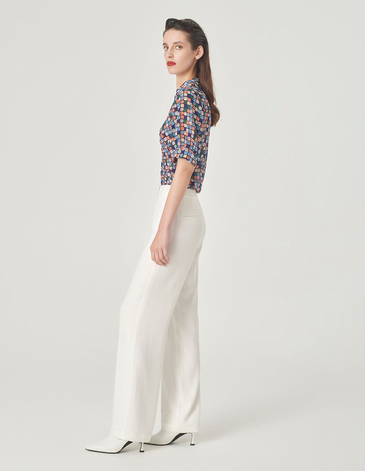 MARYLING V-Neck Shirt Silk Printed Top