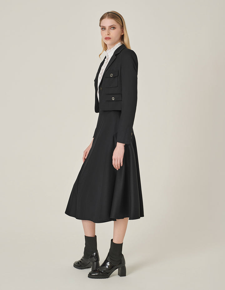 MARYLING Black Curved Split Skirt