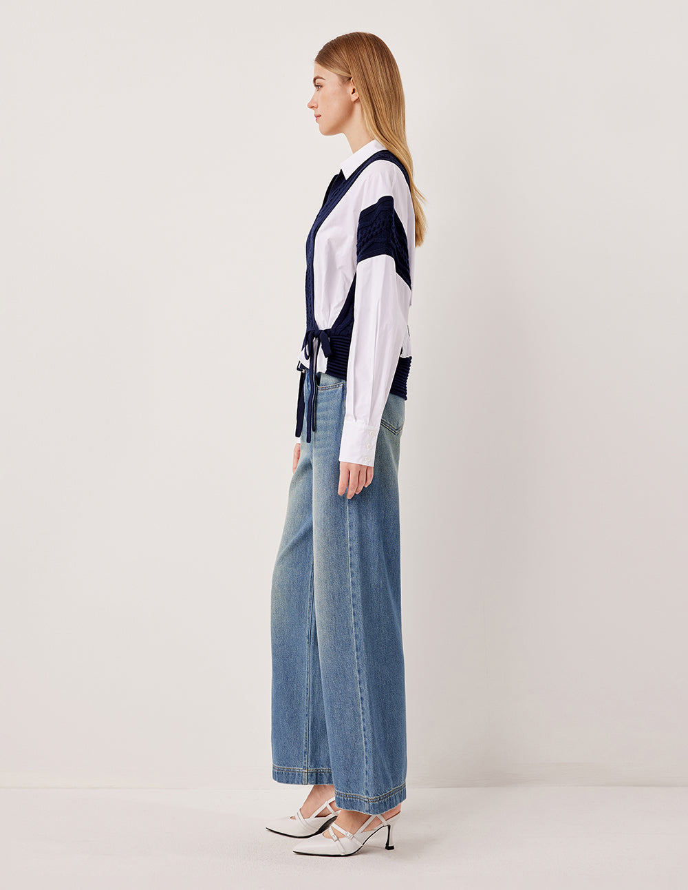 MARYLING Relaxed Straight Leg Washed Denim Jeans