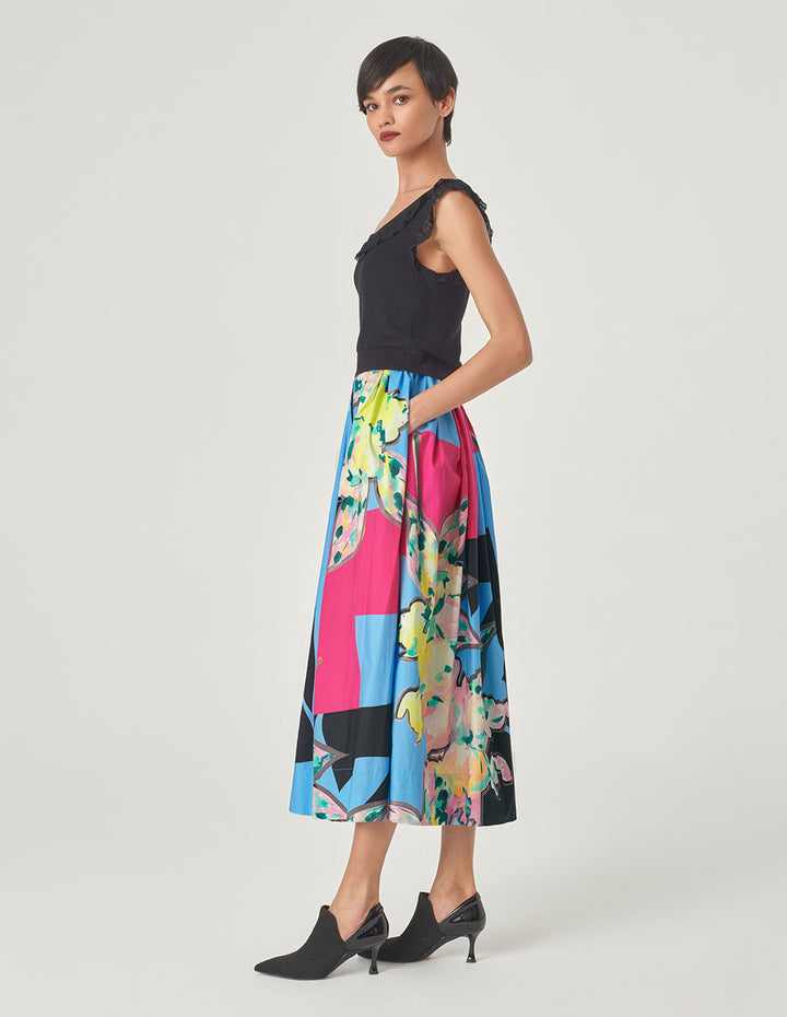 MARYLING Cotton Art Print Skirt