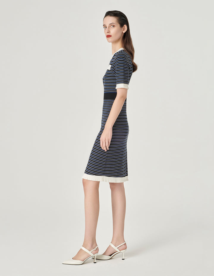 MARYLING Colour Block Crew Neck Knitted Dress