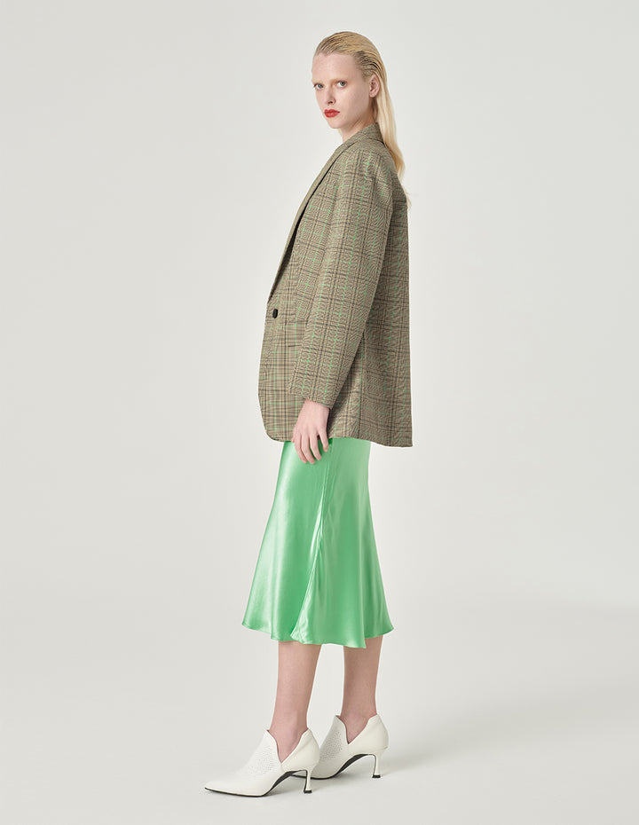 MARYLING Retro Plaid Loose Fit Blazer