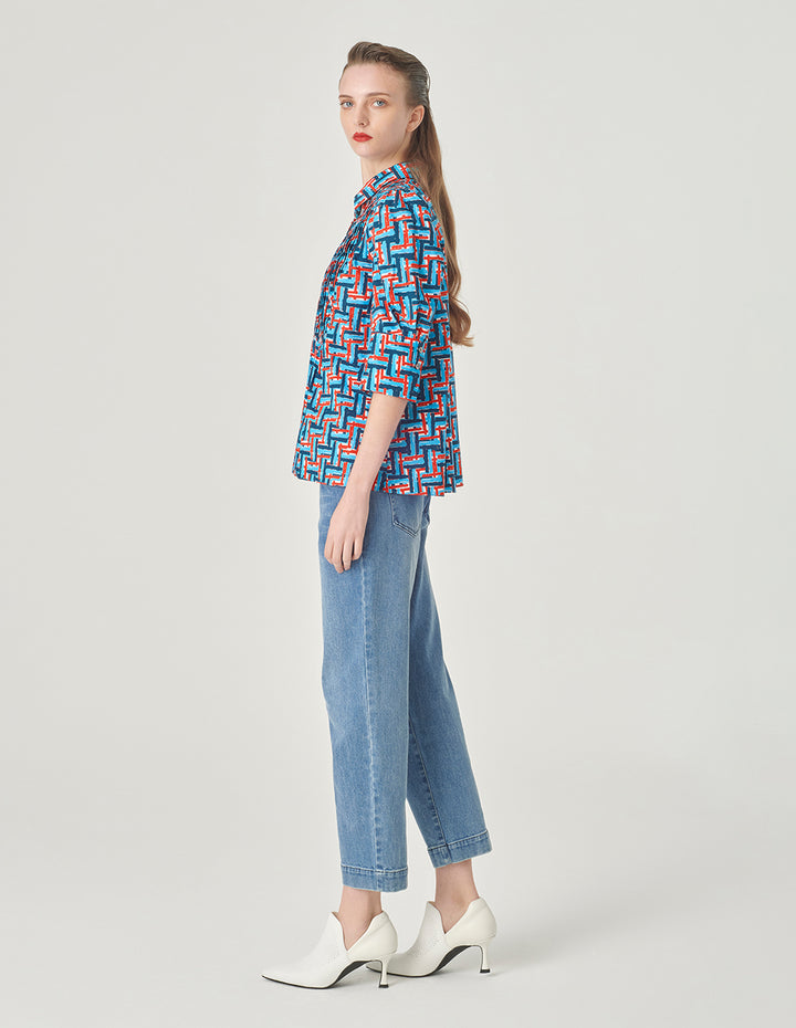 MARYLING Plaid A-Line Loose Top