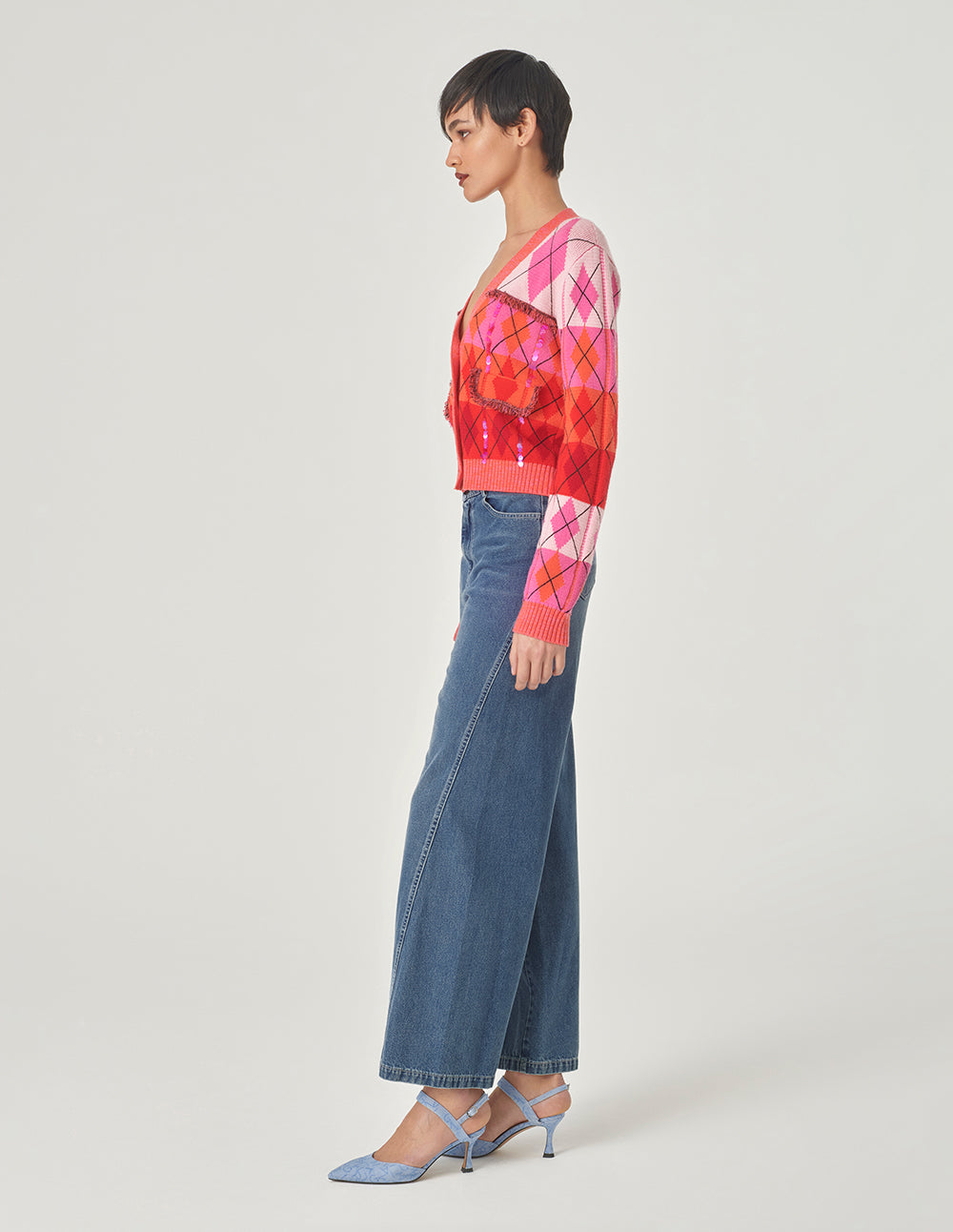 MARYLING Denim Blue Loose Fit Denim Trousers