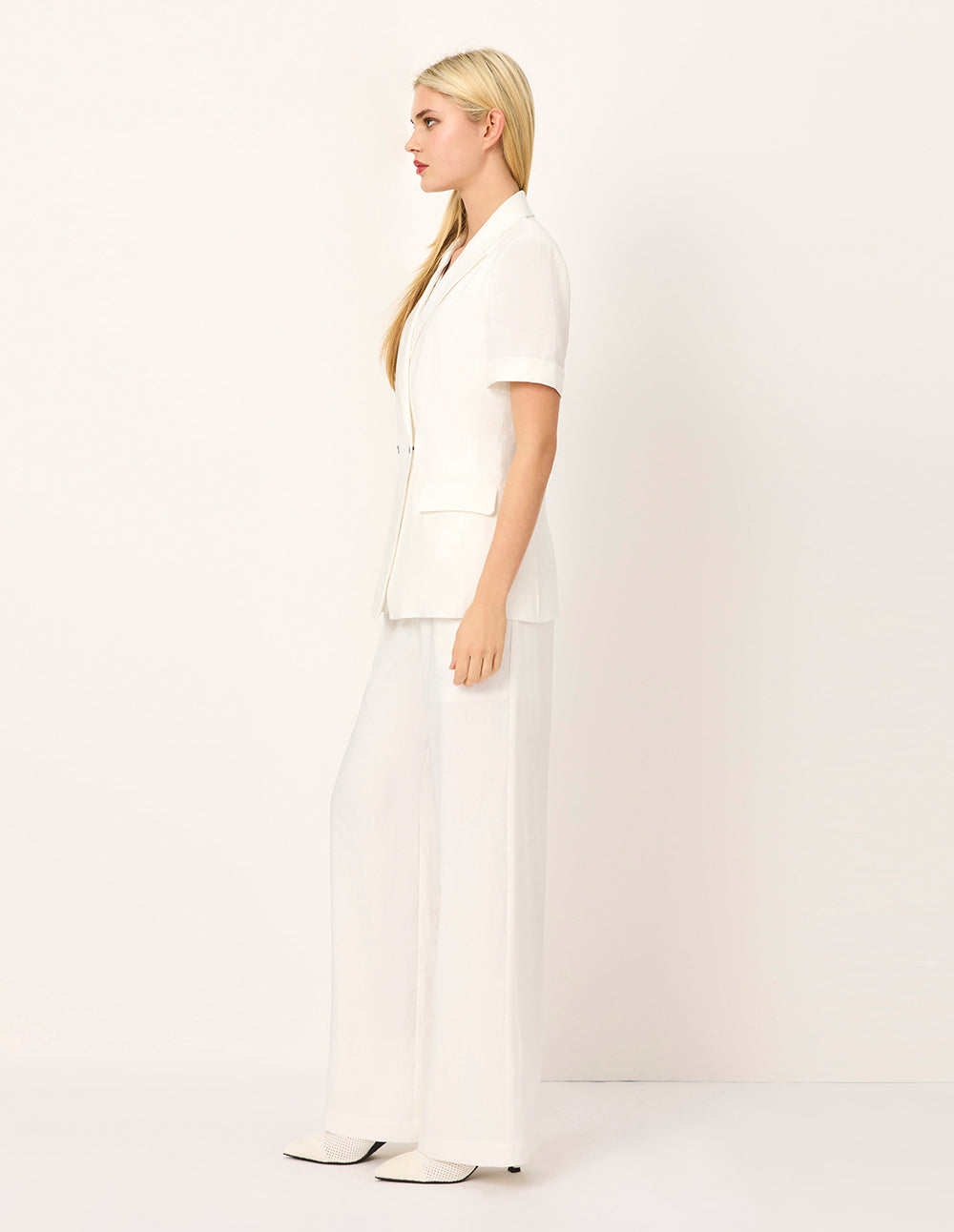 MARYLING Classic White High-Waist Wide-Leg Pants