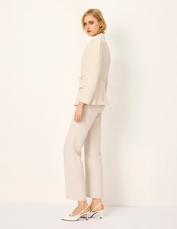 MARYLING Peaked Lapel Long-Sleeve Wrapped Silk Blazer