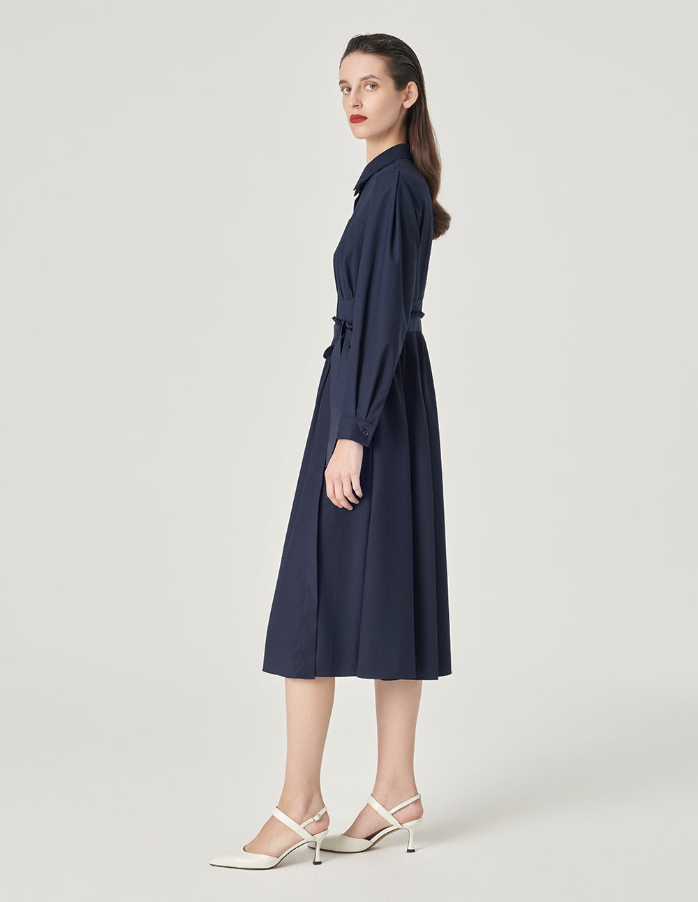 MARYLING Pleated Shirt Dress