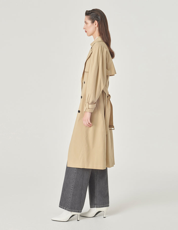 MARYLING Long Trench Windbreaker With Split Shoulders And Lapels